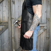 Double Pocket Leather Apron - Black